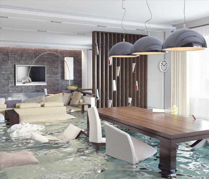Flood in dining room table.